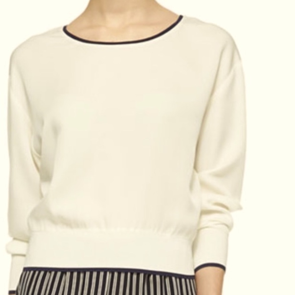 Theory Delpy Contrast Trim Silk Top